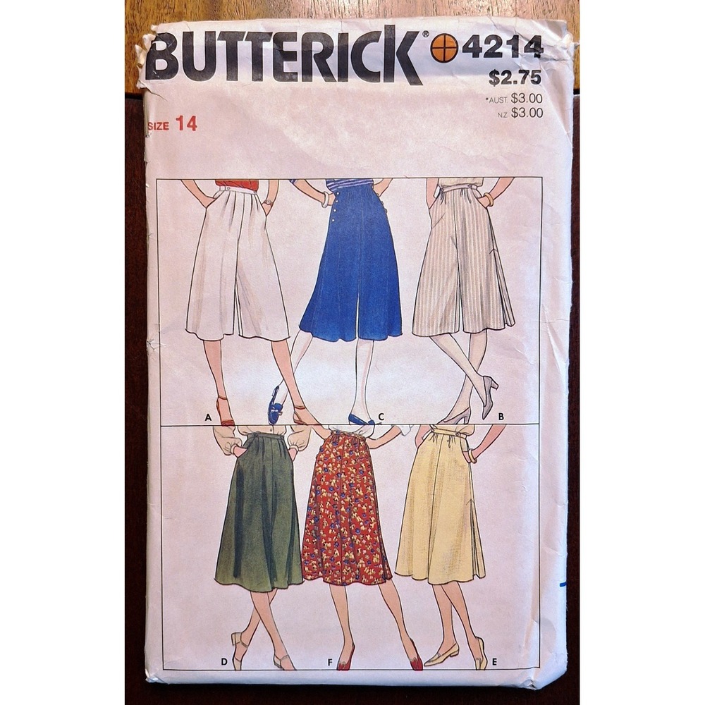 Butterick Misses' 1970's Culottes & Skirts Pattern #4214 Size 14
